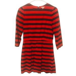 Gap black & red striped fit & flare box pleated dress with pockets